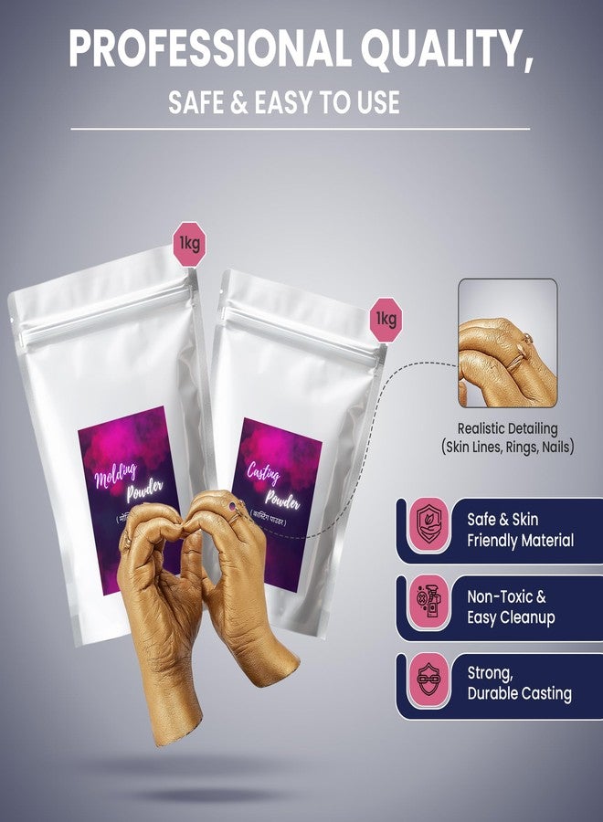 2GM Hand Casting Kit for Couple 3D Design Used for Gifting/Valentine's Day/Anniversary & Birthday Gift to Your Loved Ones, Easy to Use and Molding/Casting Adult Hands (Pack of 1) - Image 3